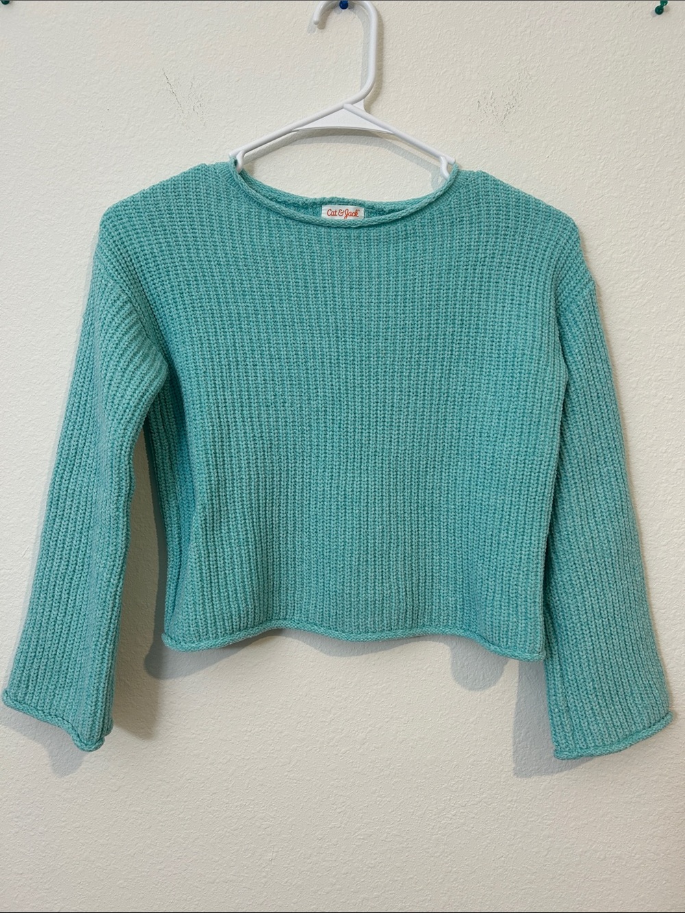 Cat & Jack Seafoam Cropped Ribbed Sweater